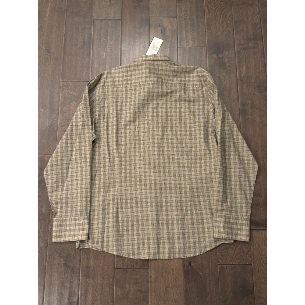NWT Kenneth Cole Long‎ Sleeve Geometric Print Brown Button Down Shirt Size 2XL - Picture 7 of 7